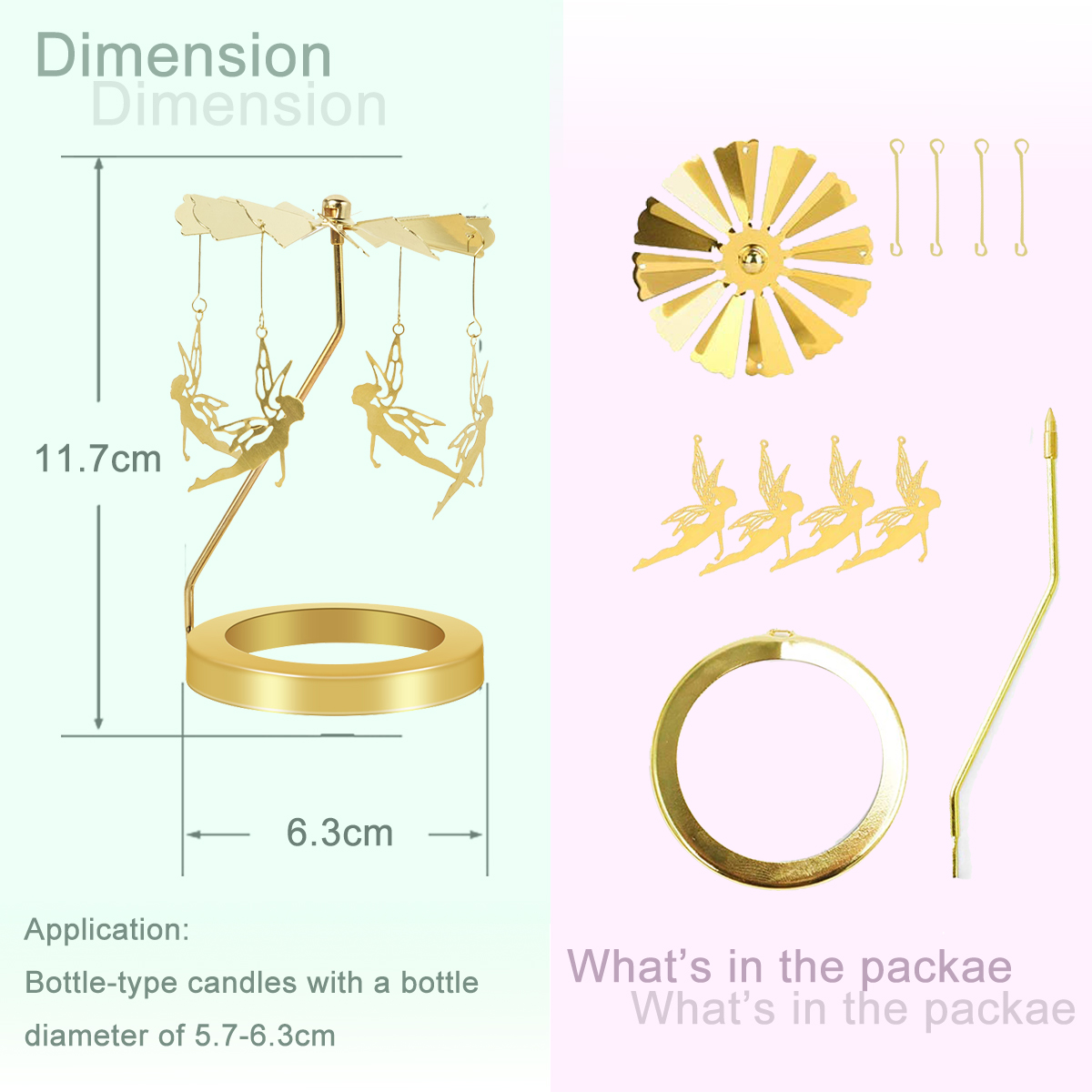 UCINNOVATE Candle Holder, Fairy Rotary Tea Light Candlestick Holders, Rotation Carousel Home Party Decor Gift
