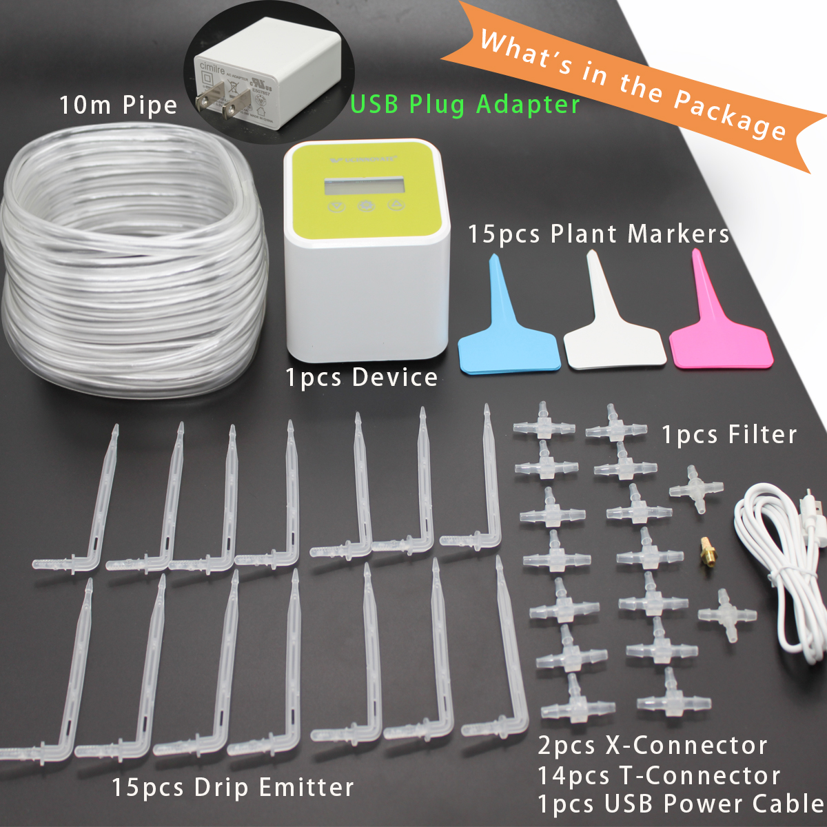 Automatic Drip Irrigation Kit, Indoor Greenhouse Potted Plant Self Watering System with DIY Programmable Timer