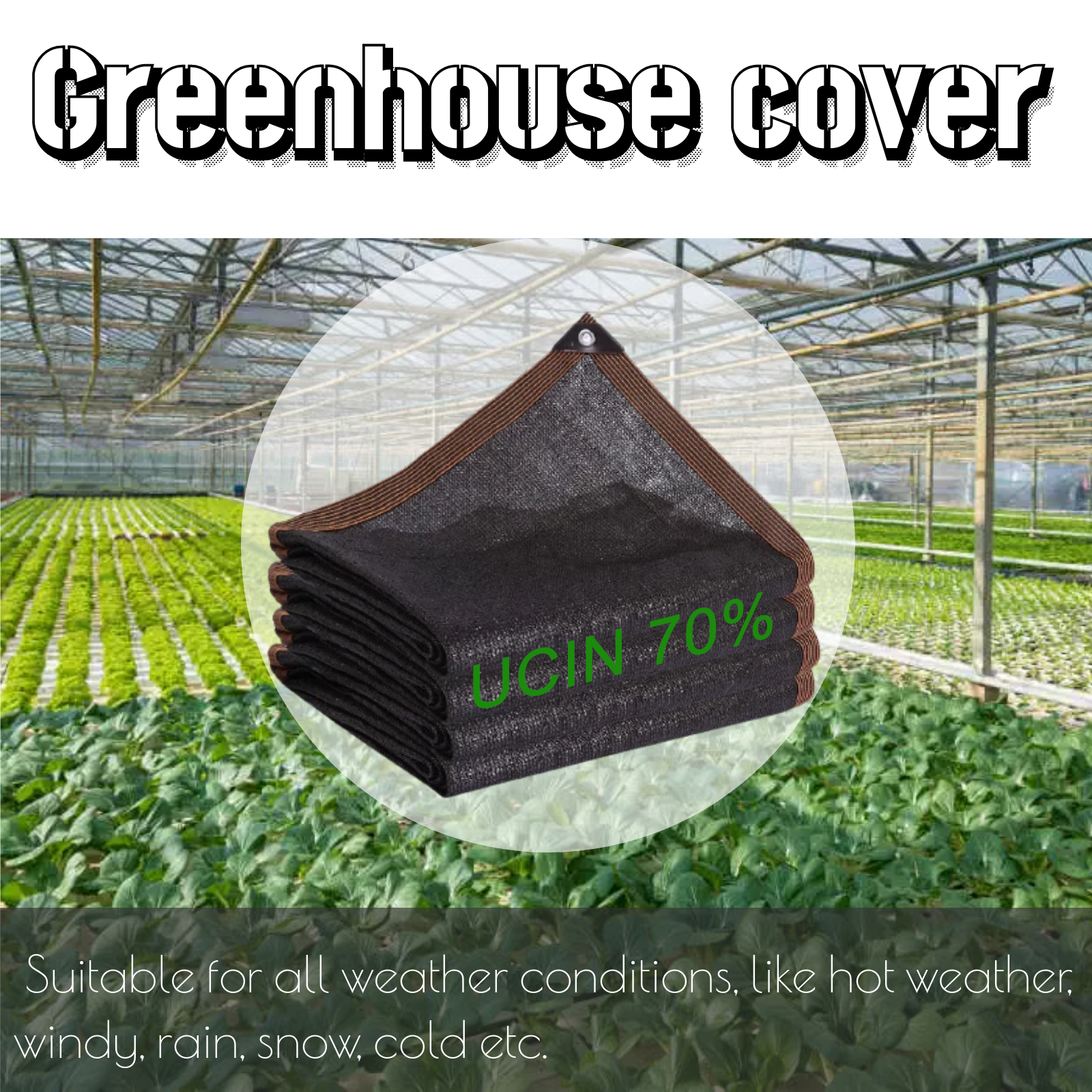 UCINNOVATE 10 x 20 ft Shade Fabric Sunshade Cloth UV Resistant Greenhouse Sunshade Net with Grommets
