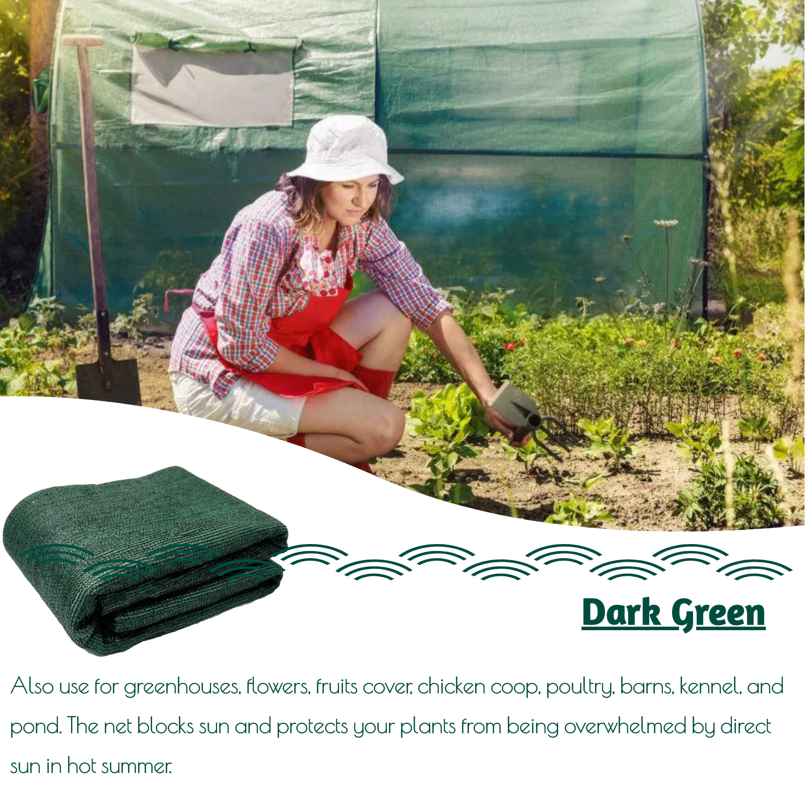 UCINNOVATE 6.5 x 10 ft High-density Green Sunblock Shade Cloth 70% Shade Fabric Taped with Grommets