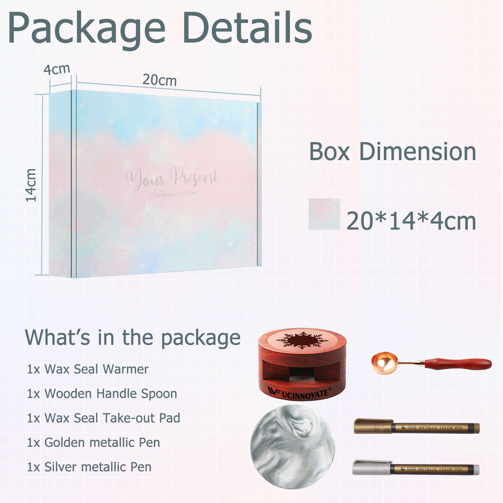 Wax Seal Accessories Tool Kit, Wax Seal Warmer with Spoon, Marble Pad, Metallic Pen for Wax Seal Stamp Decor