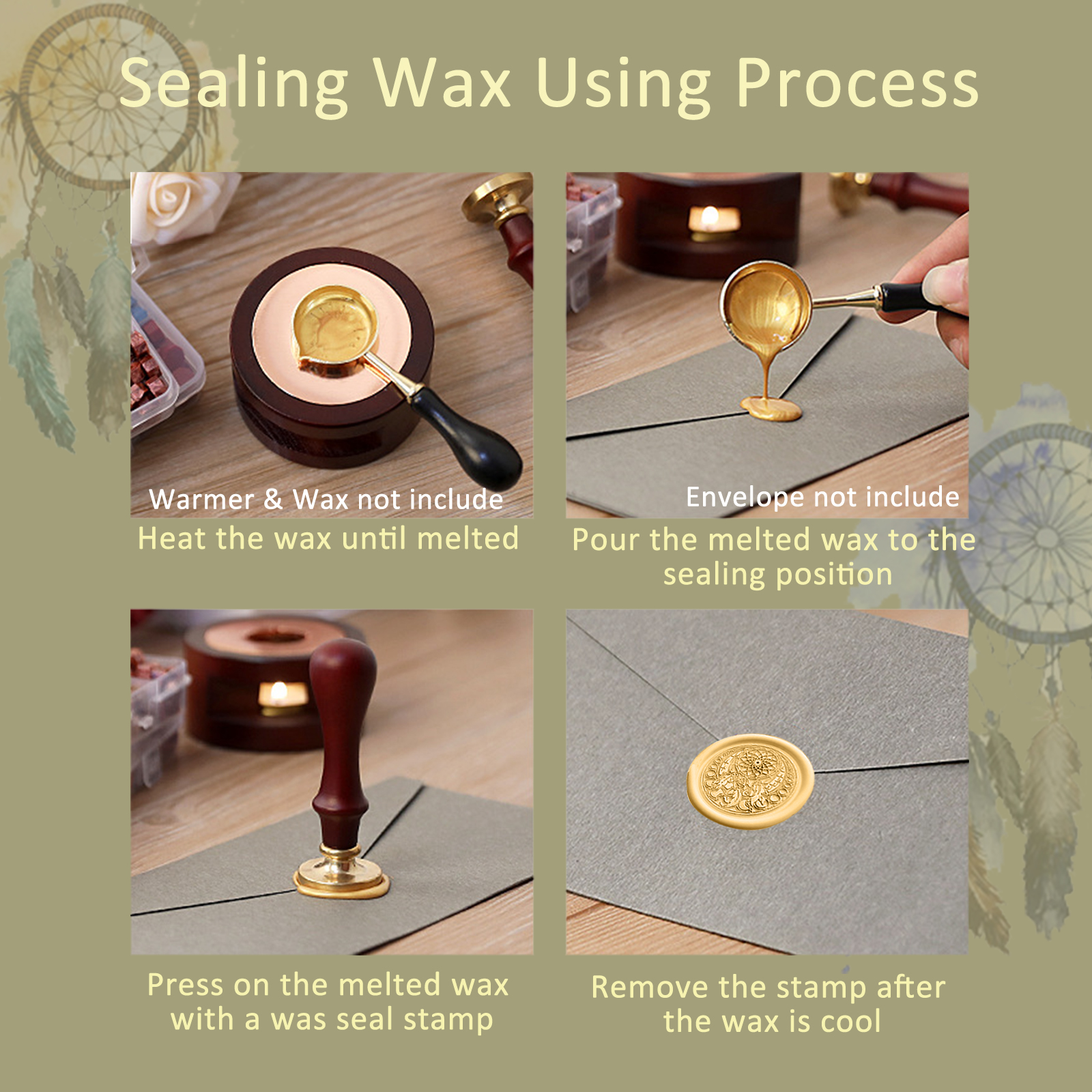 UCINNOVATE Dreamcatcher Wax Seal Stamp for Christmas Gift, Cards Envelopes, Invitations, Wine Packages