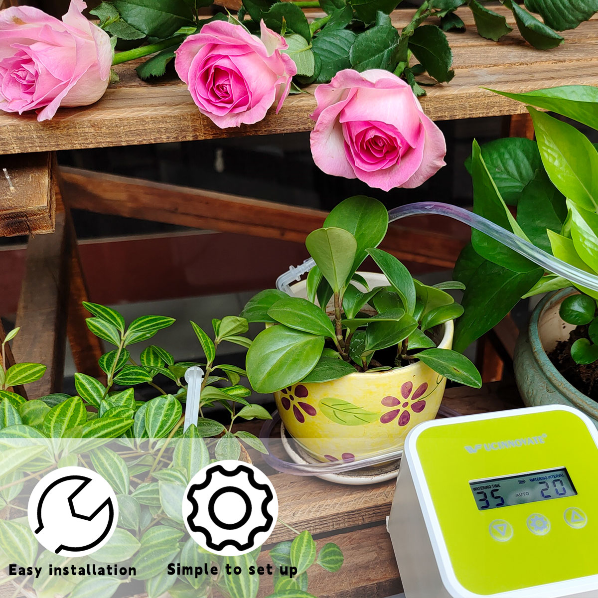 Automatic Irrigation Drip Kit,32ft Drip Irrigation Tubing & Accessories for Drip Sprinkler System