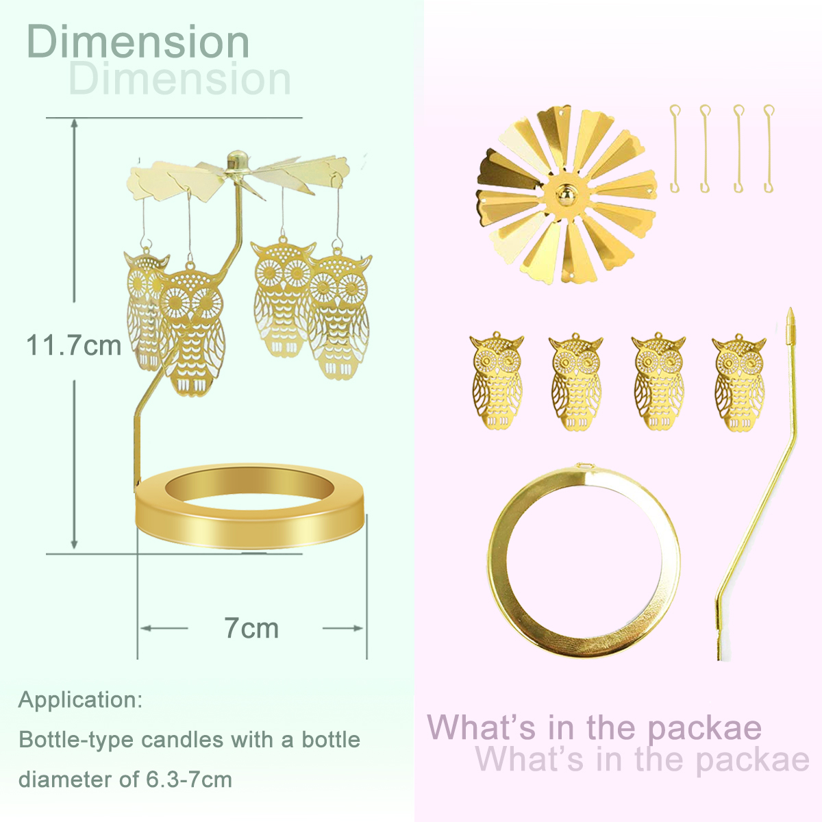 UCINNOVATE Candle Holder, Rotary Tea Light Candlestick Holders, Rotation Carousel Home Party Decor Gift (Owl)