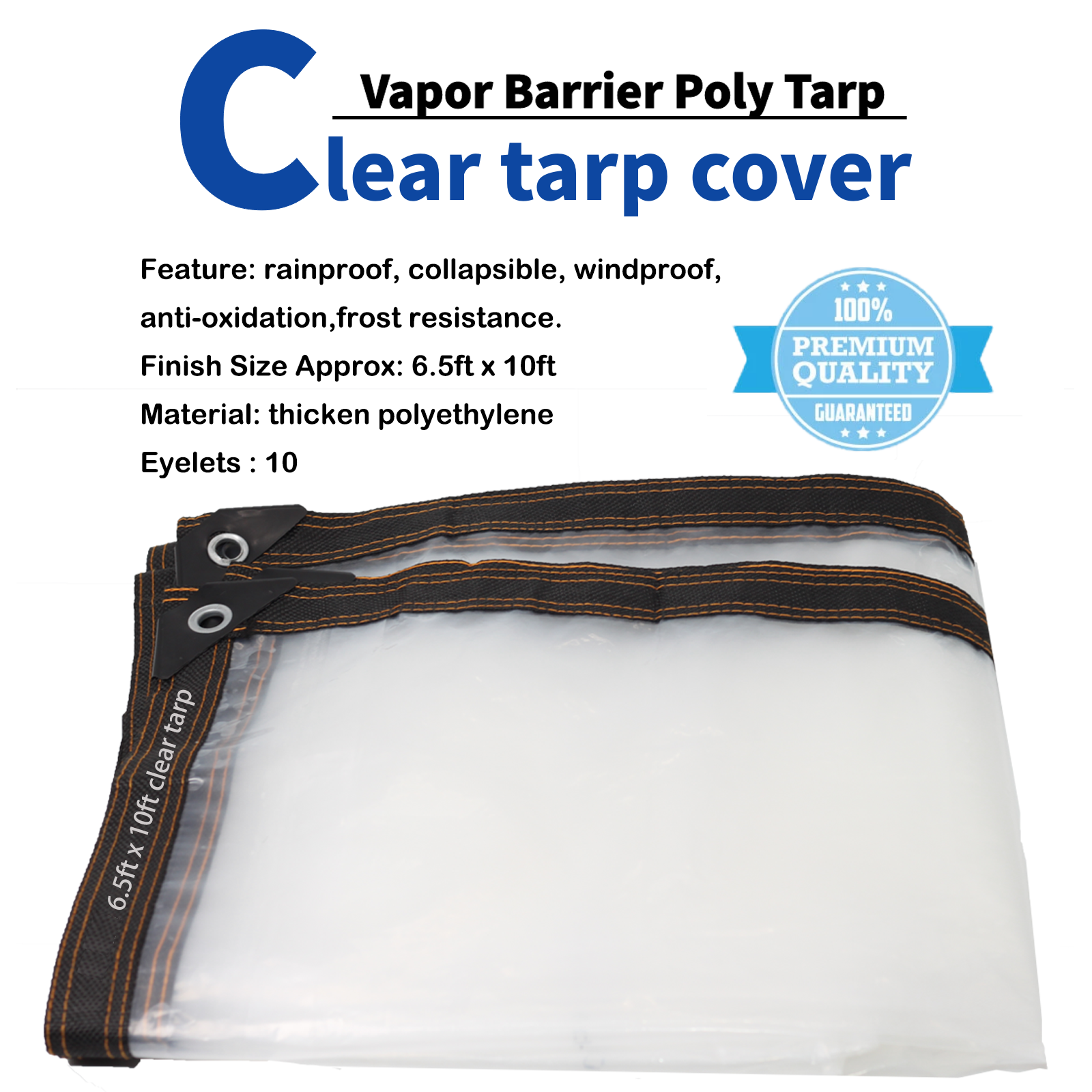 UCINNOVATE 6.5 x 10 ft Clear Plastic Tarps 10mil Clear Tarps Cover with Grommets (2 pack)