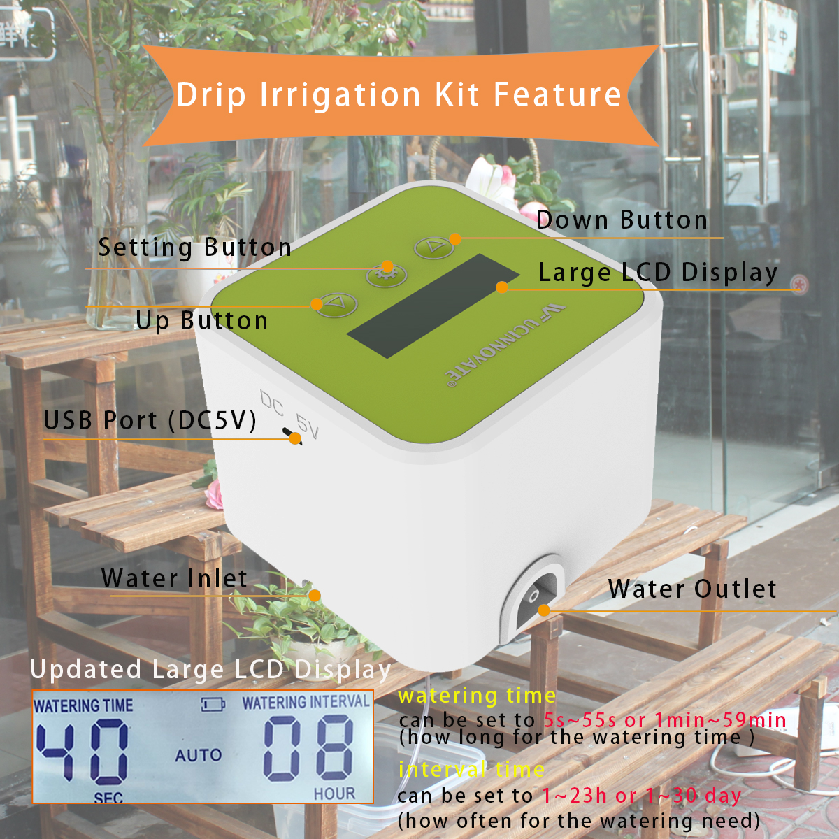 Automatic Drip Irrigation Kit, Indoor Greenhouse Potted Plant Self Watering System with DIY Programmable Timer