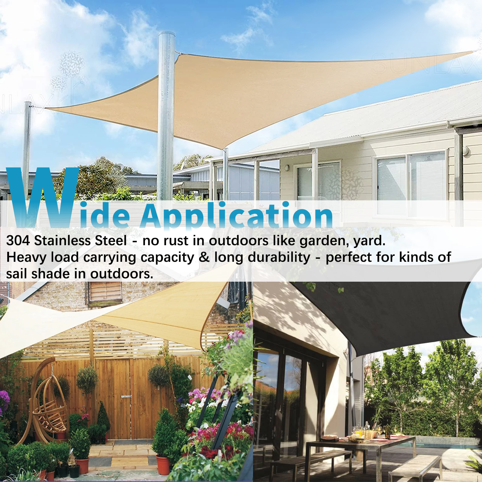 UCINNOVATE 5 inch Shade Sail Hardware Kit for Triangle Square Rectangle Sun Shade Sails Installation