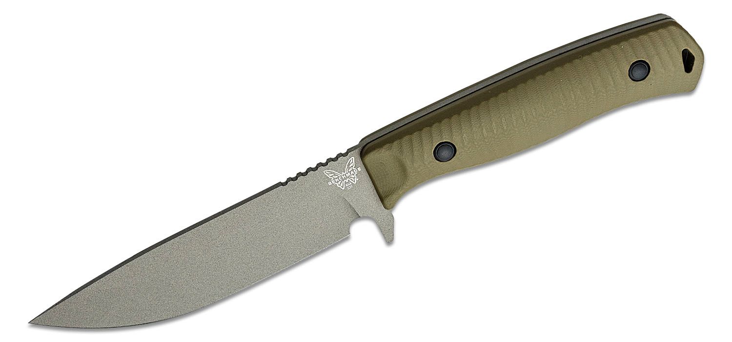 Benchmade Anonimus Fixed Blade Knife 5" CPM-CruWear Tungsten Gray Drop Point, OD Green G10 Handles, Boltaron Sheath - 539GY