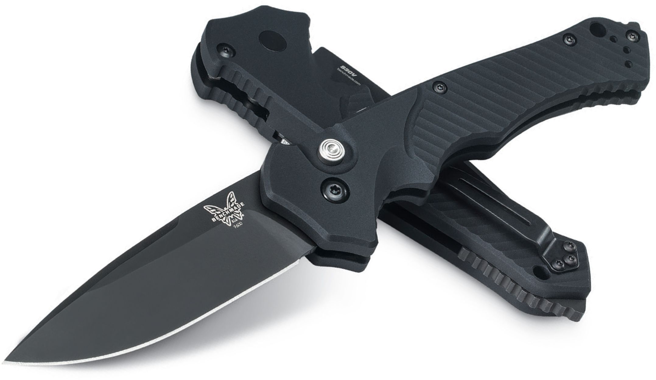 Benchmade Rukus II AUTO Folding Knife 3.4" S30V Black Plain Blade, Black Aluminum Handles - 9600BK