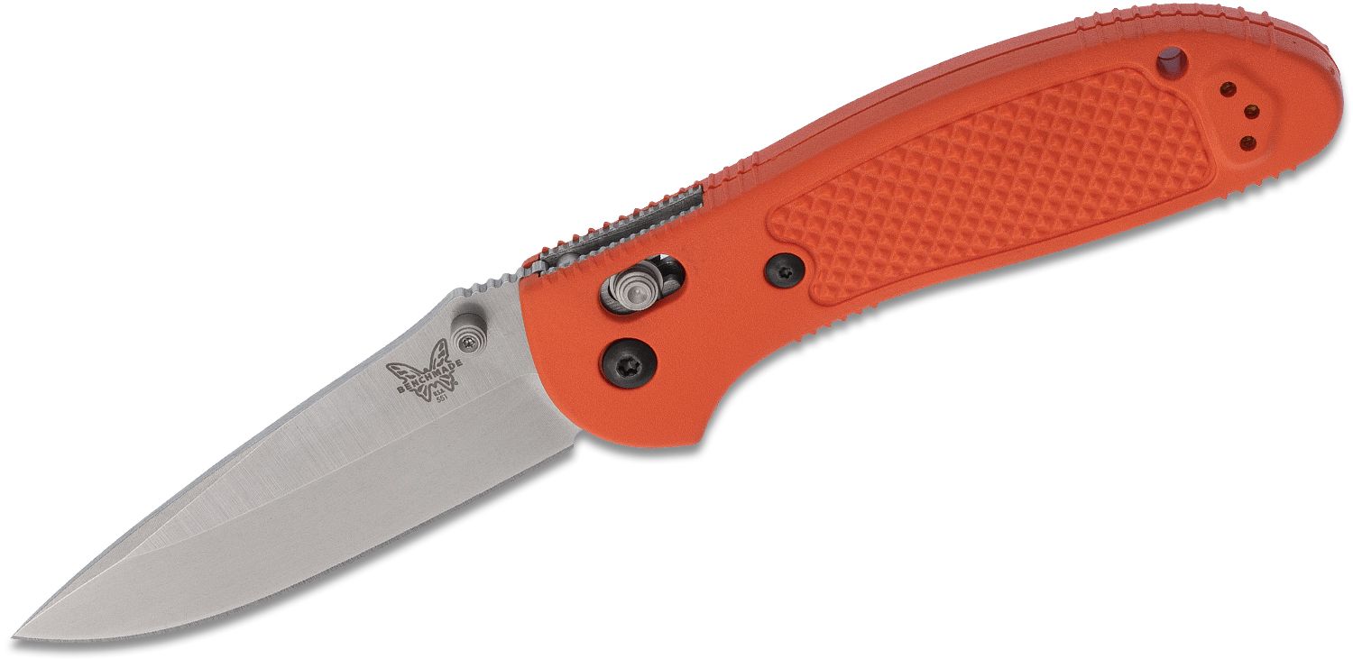 Benchmade Griptilian AXIS Lock Folding Knife 3.45" S30V Satin Drop Point Plain Blade, Orange Noryl GTX Handles - 551-ORG-S30V