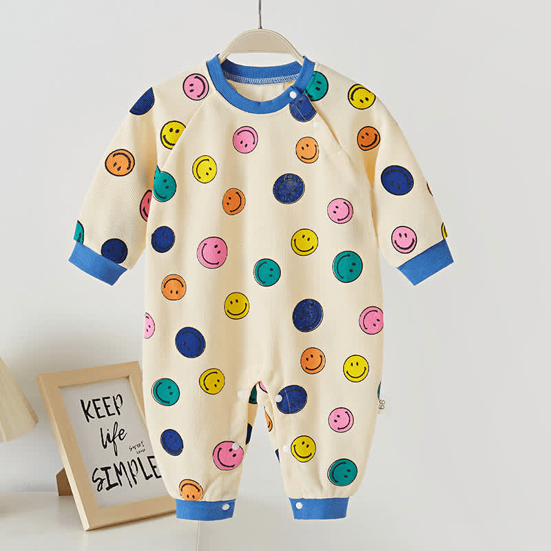 Baby Pyjama mit Smiley und Rundhalsausschnitt