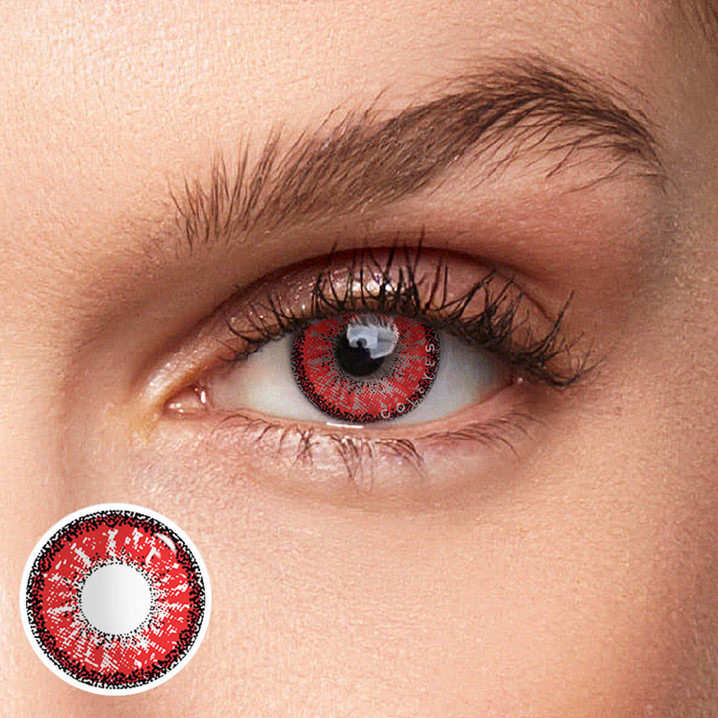 Coleyes Snowflakes Red Yearly Prescription Colored Contacts
