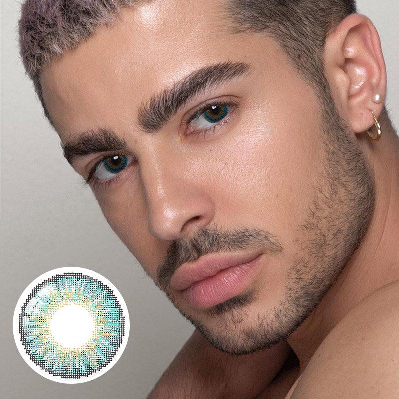 Coleyes 3 Tone Turquoise Men Yearly Prescription Colored Contacts