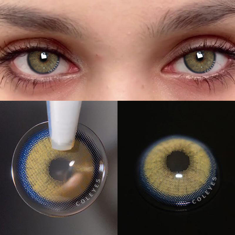Coleyes Neala Yellow Brown Yearly Prescription Colored Contacts-Coleyes