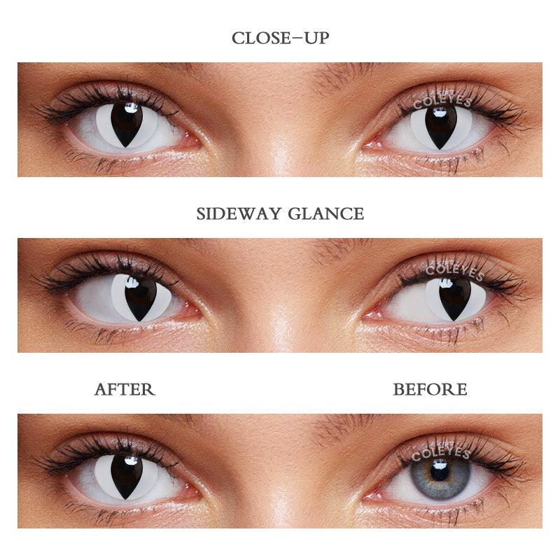 Coleyes Cat Eye White Yearly Prescription Colored Contacts