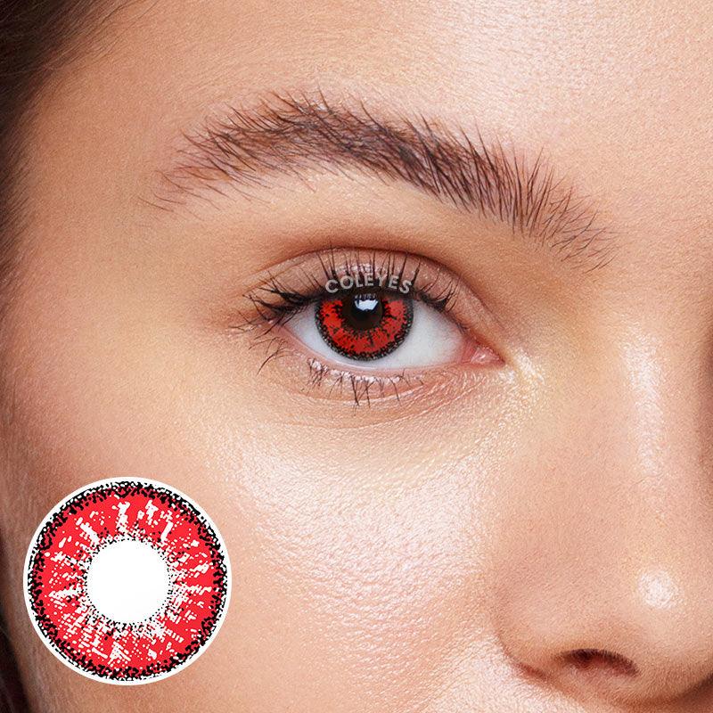 Coleyes Snowflakes Red Yearly Prescription Colored Contacts-Coleyes