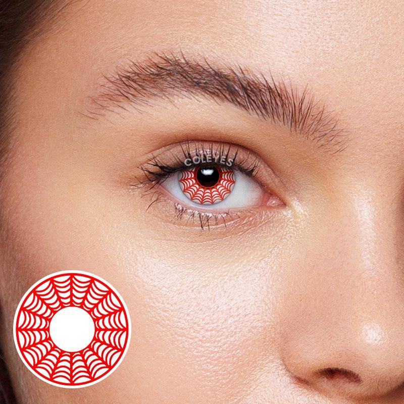 Coleyes Spider Web Red Yearly Prescription Colored Contacts-Coleyes