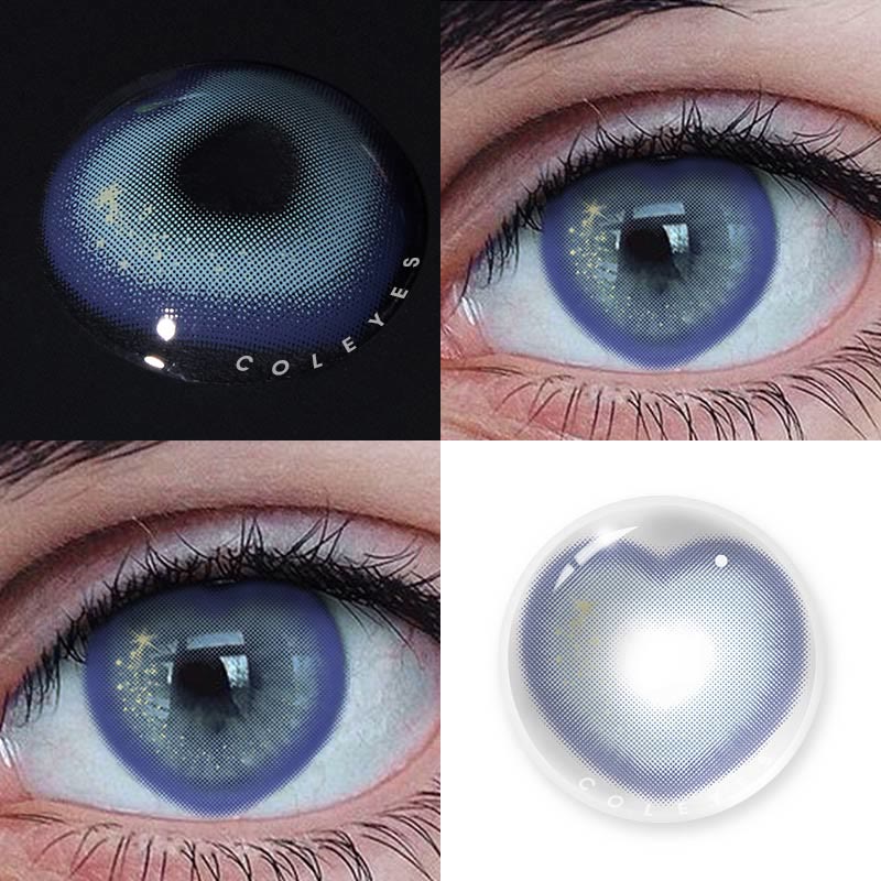Coleyes Heart Blue Yearly Prescription Colored Contacts-Coleyes