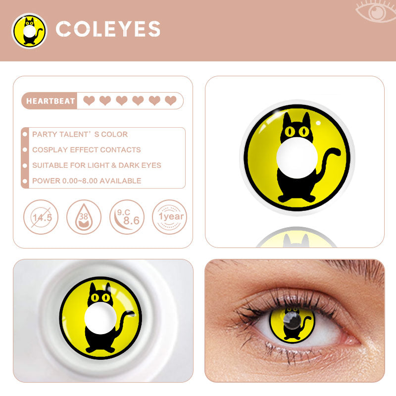 Coleyes Halloween Cat Yellow Yearly Prescription Colored Contacts