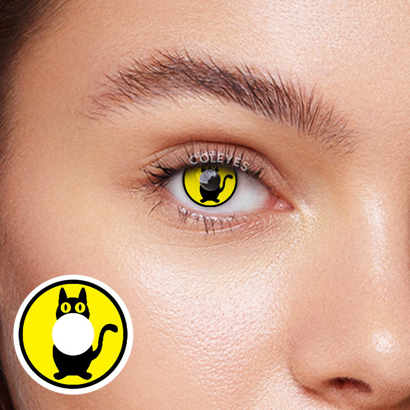 Coleyes Halloween Cat Yellow Yearly Prescription Colored Contacts-Coleyes