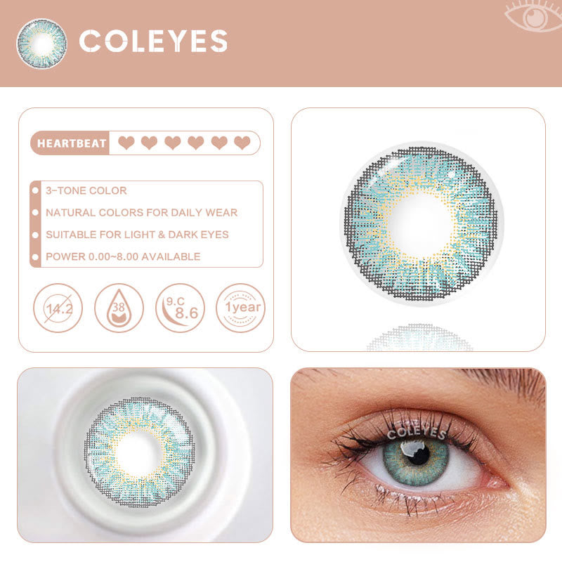 Coleyes 3 Tone Turquoise Yearly Prescription Colored Contacts