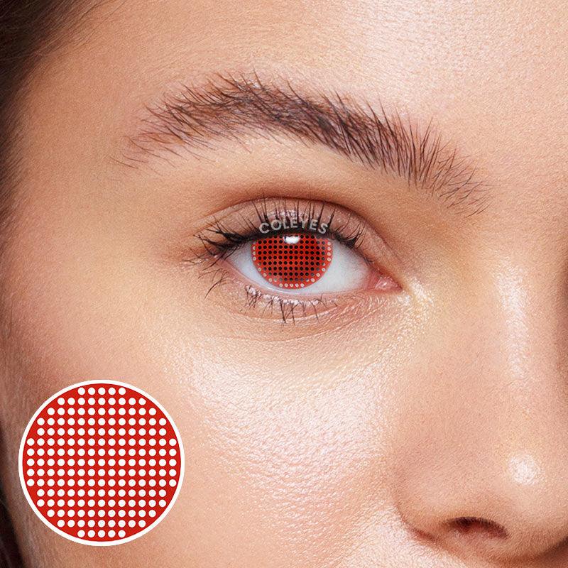 Coleyes Blind Mesh Red Yearly Prescription Colored Contacts-Coleyes