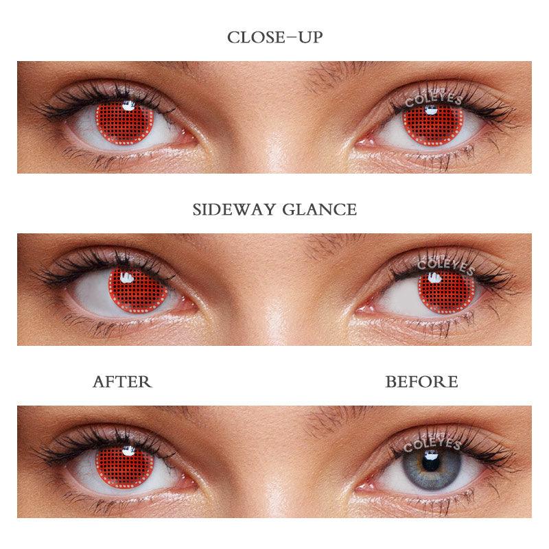Coleyes Blind Mesh Red Colored Contacts Yearly Prescription