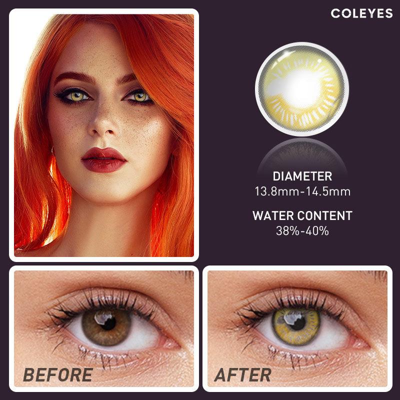 Coleyes Anime Yellow Brown Yearly Prescription Colored Contacts