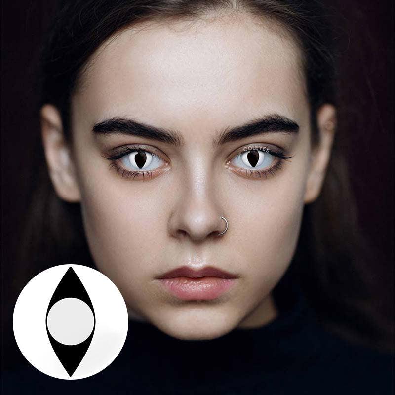 Coleyes Cat Eye White Yearly Prescription Colored Contacts-Coleyes