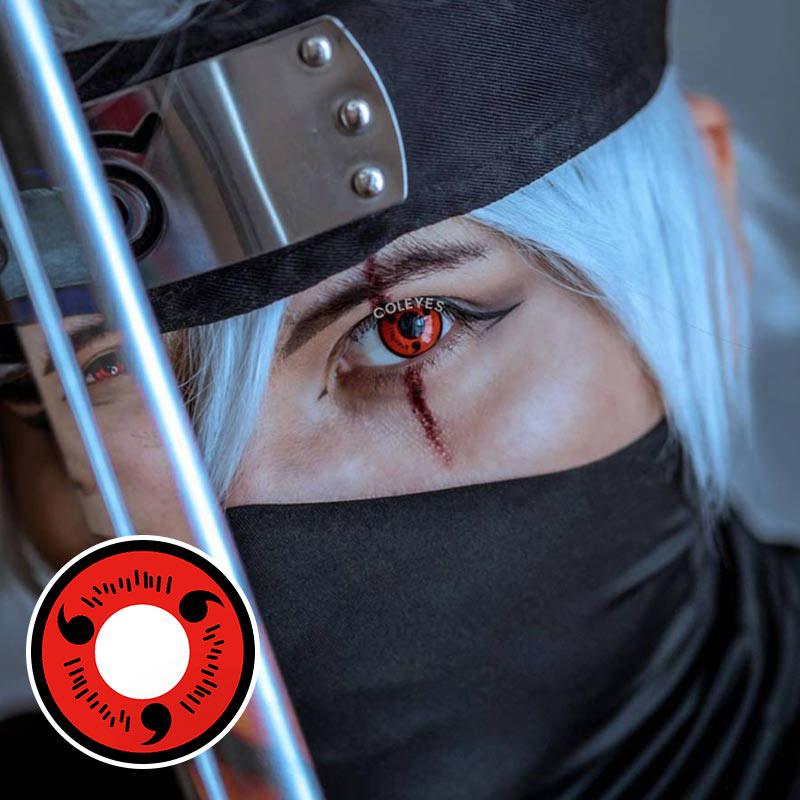 Coleyes 3 Tomoe Sharingan Red Yearly Prescription Colored Contacts-Coleyes
