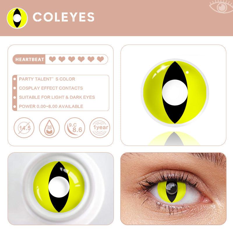 Coleyes Cat Eye Yellow Yearly Prescription Colored Contacts