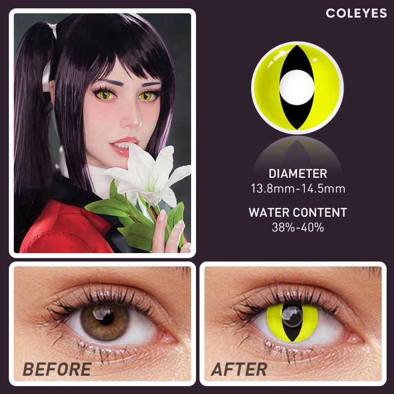 Coleyes Cat Eye Yellow Yearly Prescription Colored Contacts
