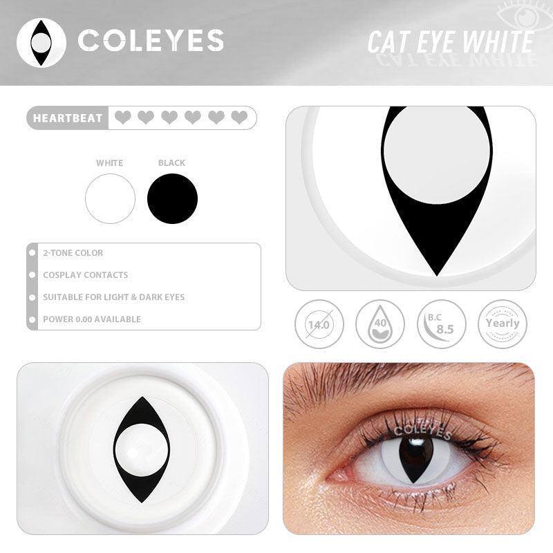 Coleyes Cat Eye White Yearly Prescription Colored Contacts-Coleyes