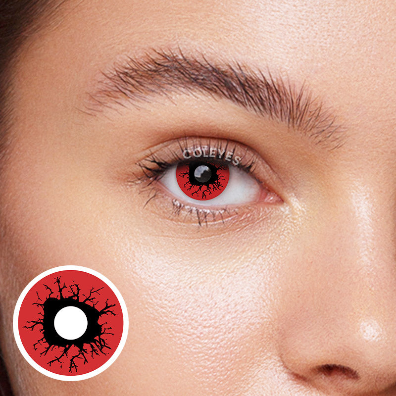 Coleyes Scary Blood Red Yearly Prescription Colored Contacts-Coleyes