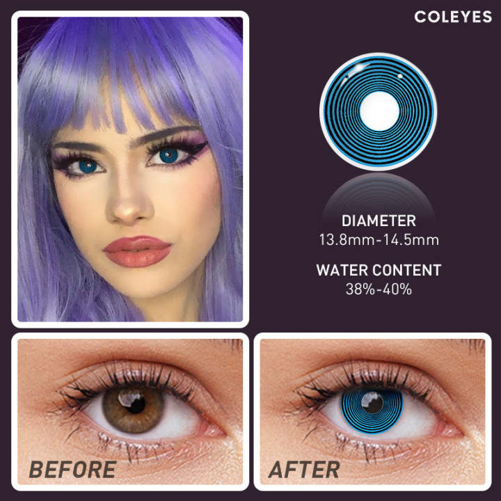 Coleyes Swirl Blue Yearly Prescription Colored Contacts