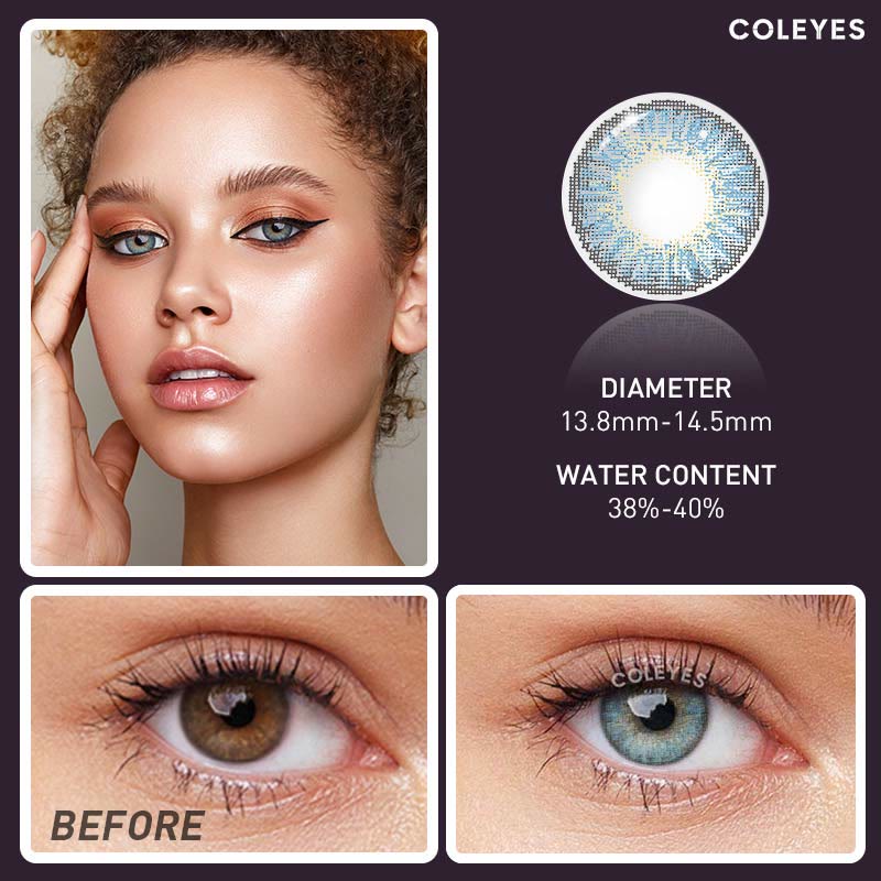 Coleyes 3 Tone Sky Blue Yearly Prescription Colored Contacts