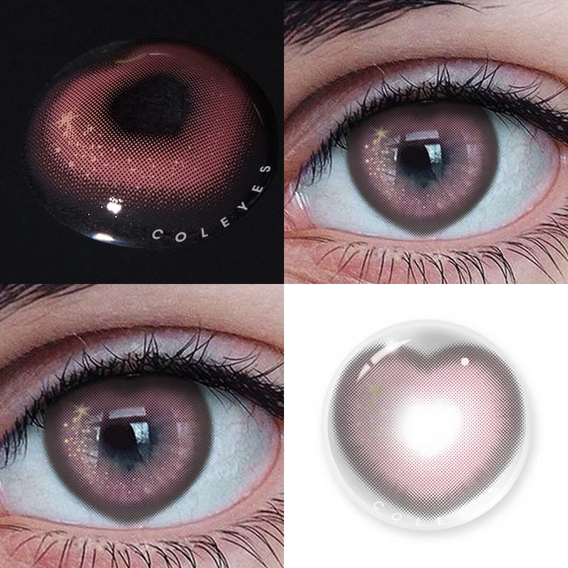 Coleyes Heart Pink Yearly Prescription Colored Contacts-Coleyes