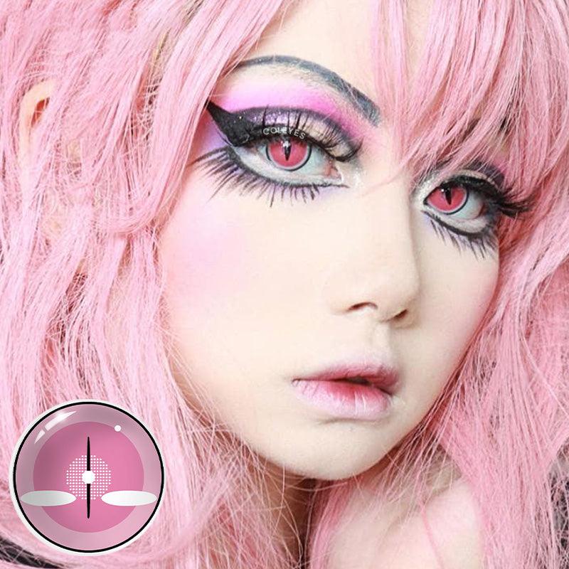Coleyes Demon Nezuko Pink Prescription Yearly Colored Contacts-Coleyes