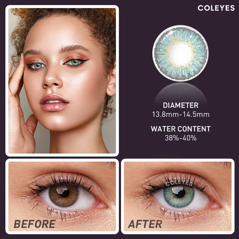 Coleyes 3 Tone Turquoise Yearly Prescription Colored Contacts