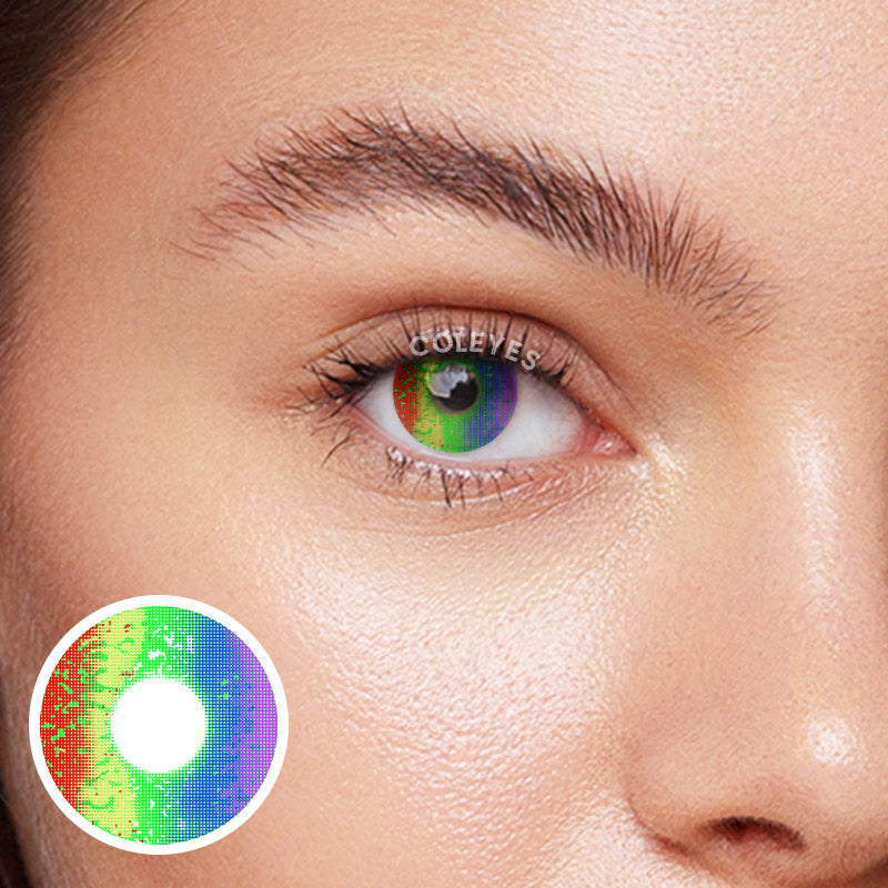 Coleyes Rainbow Green Yearly Prescription Colored Contacts-Coleyes