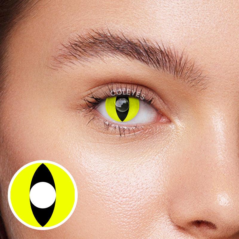 Coleyes Cat Eye Yellow Yearly Prescription Colored Contacts-Coleyes