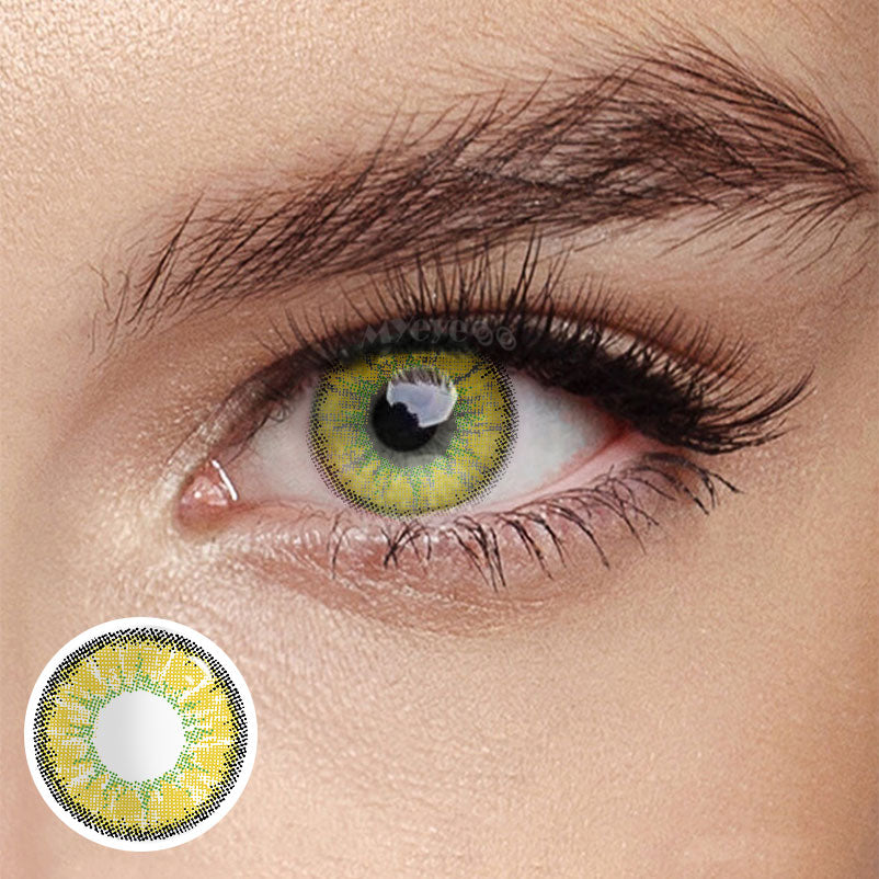 MYEYEBB Vika Tricolor Dolce Yellow Brown Colored Contact Lenses-MYEYEBB