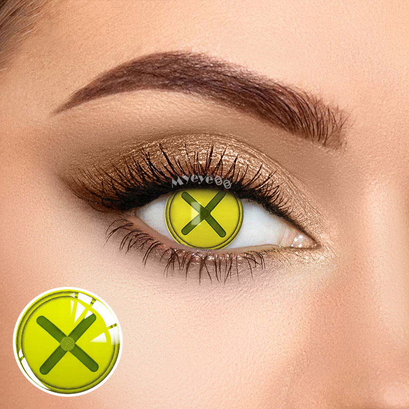 MYEYEBB Blind Button Eye Green Cosplay Colored Contact Lenses