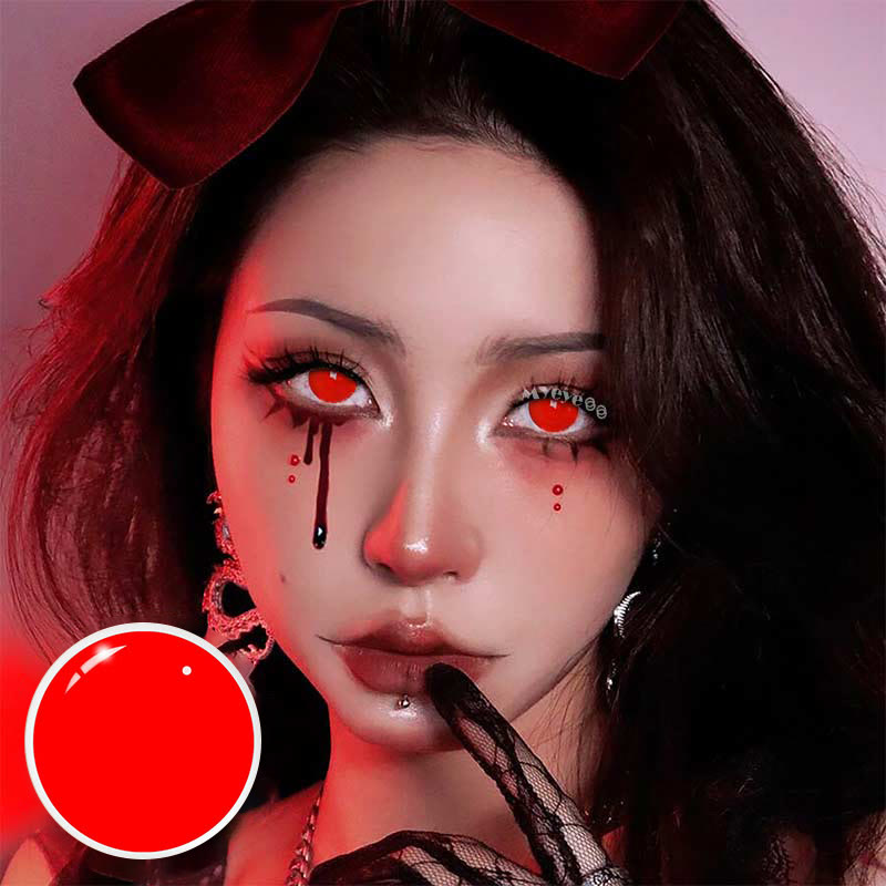 MYEYEBB Blind Red Mini Sclera Cosplay Colored Contact Lenses-MYEYEBB