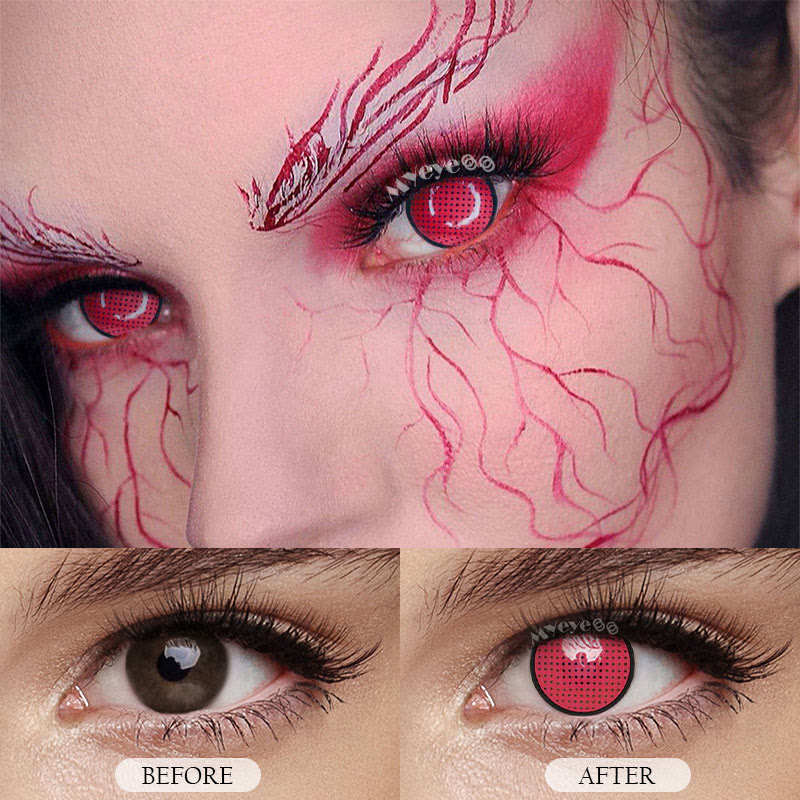 MYEYEBB Blind Red Manson Mesh Cosplay Colored Contact Lenses-MYEYEBB