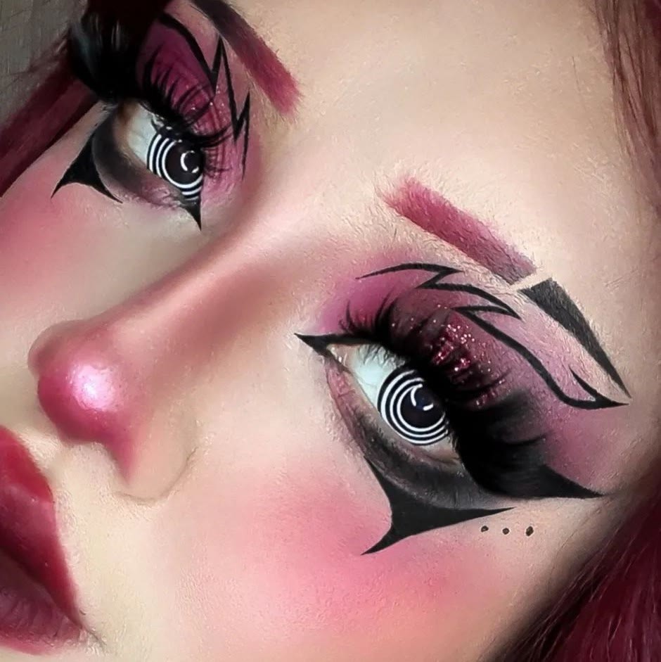 MYEYEBB Black White Spiral Prescription Cosplay Colored Contact Lenses