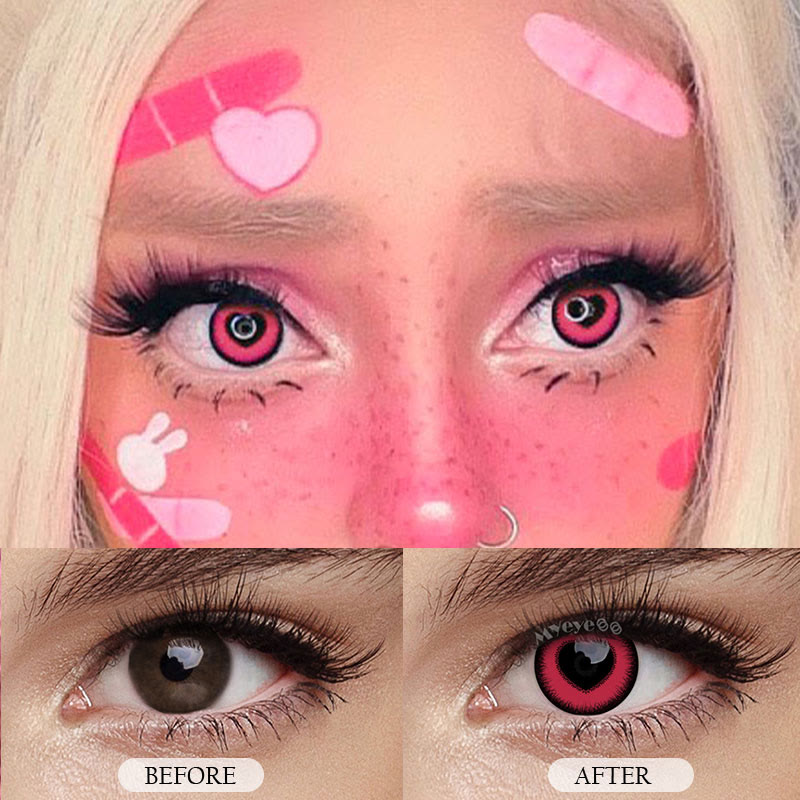 Colourfuleye Yandere Pink Heart Eye Cosplay Colored Contact Lenses