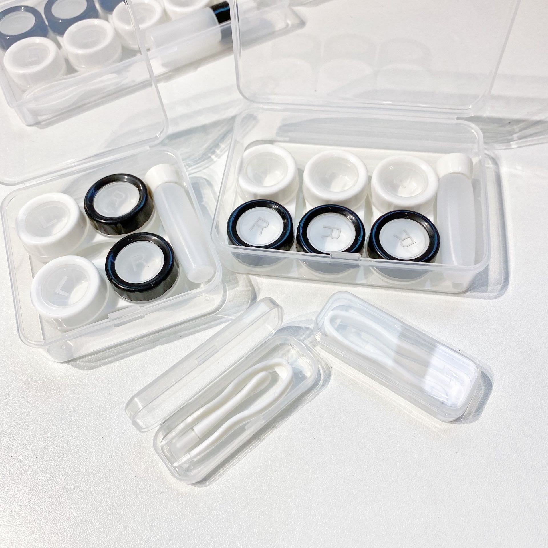 MYEYEBB 1Set Black&white Colored Contact Lens Case
