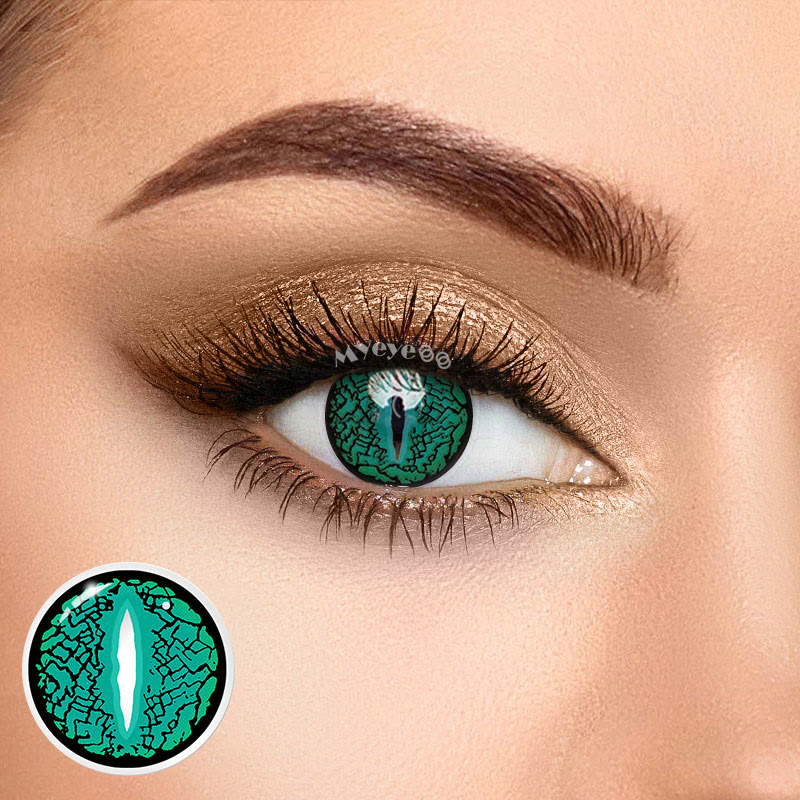 MYEYEBB Blind Lizard Eye Green Cosplay Colored Contact Lenses