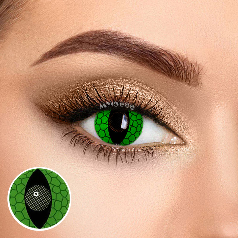 MYEYEBB Blind Snake Eyes Green Cosplay Colored Contact Lenses